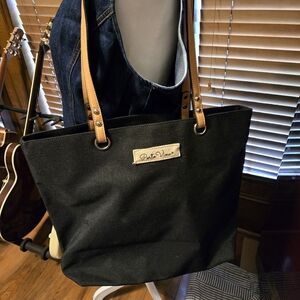 Porto Vino Canvas Tote Bag with Tan Handles